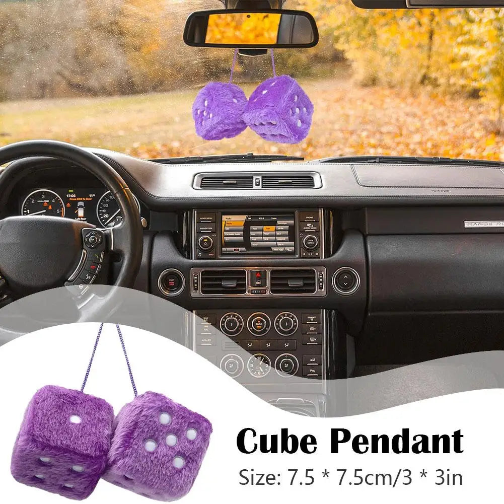 2 Dice Plush Cubes For Car Mirror - AUTOPLUG