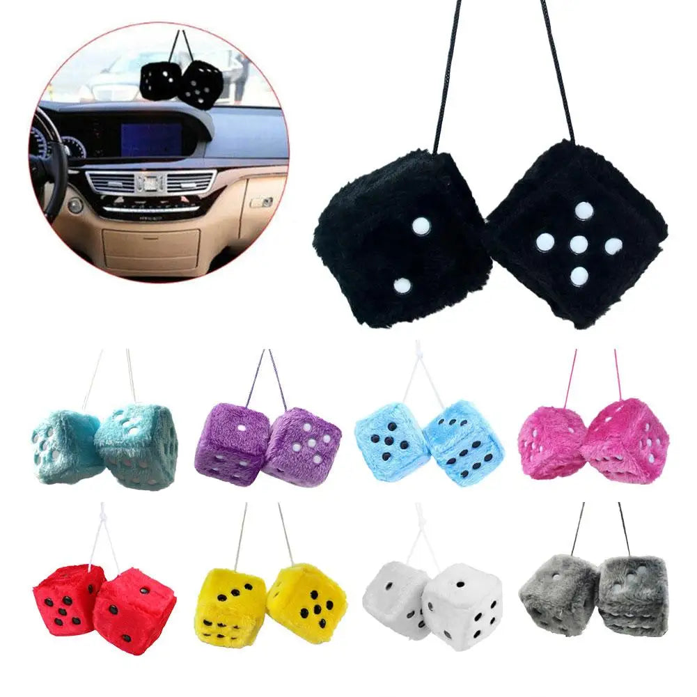 2 Dice Plush Cubes For Car Mirror - AUTOPLUG