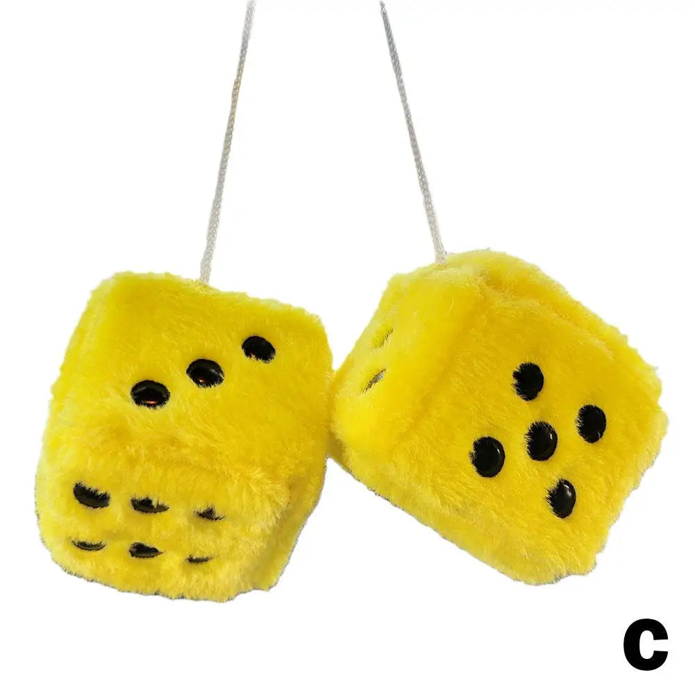 2 Dice Plush Cubes For Car Mirror - AUTOPLUG