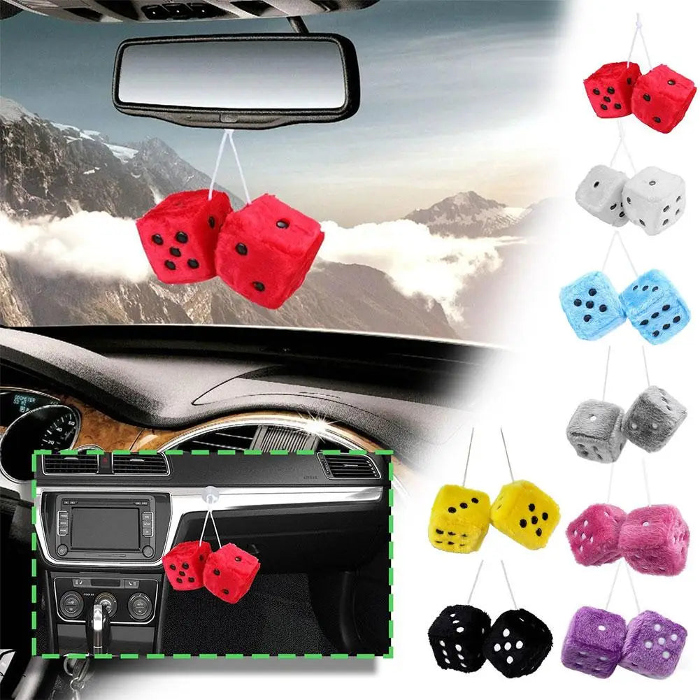2 Dice Plush Cubes For Car Mirror - AUTOPLUG