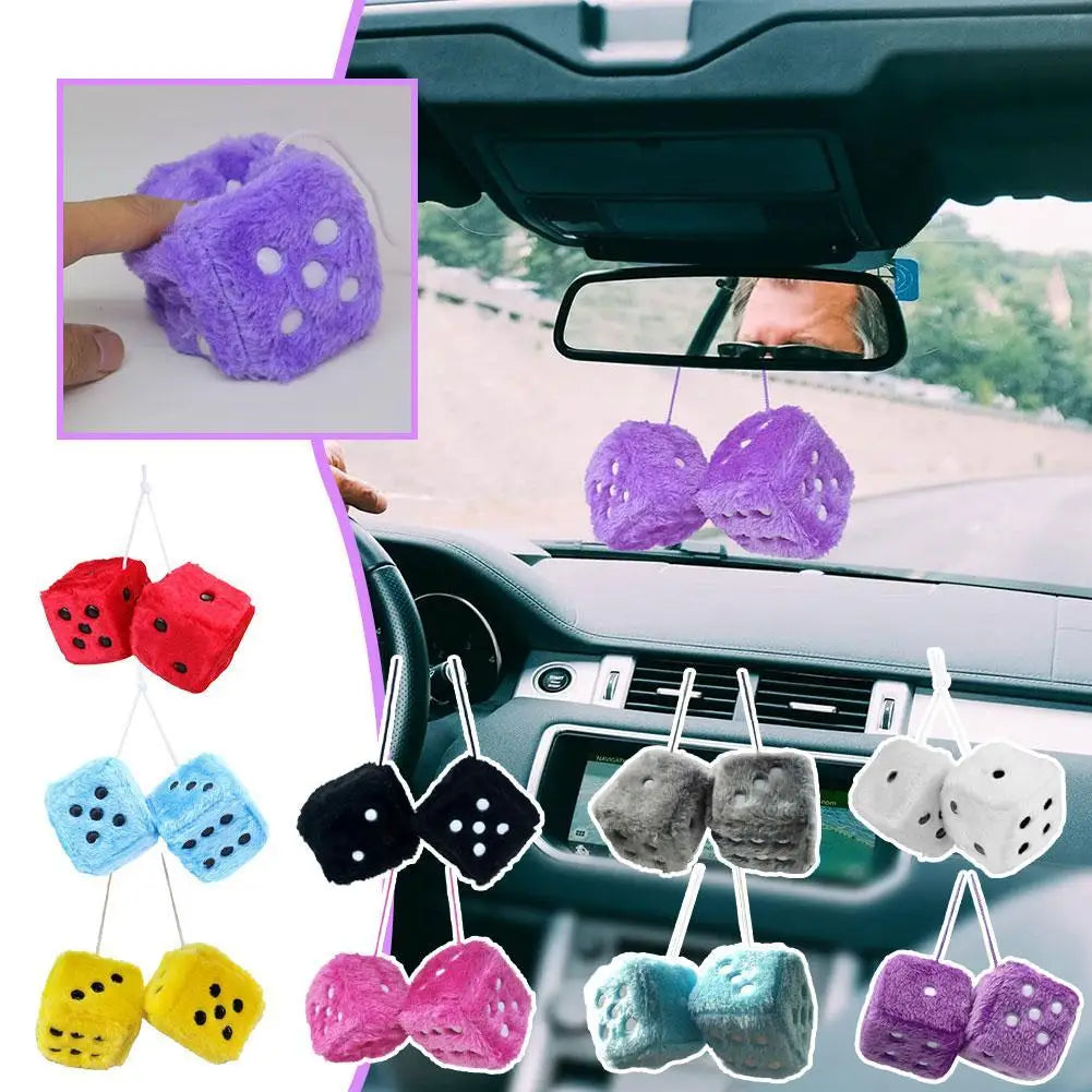 2 Dice Plush Cubes For Car Mirror - AUTOPLUG